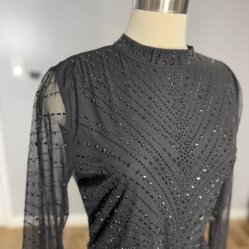 Fashion Nova Livie Rhinestone Mesh Mini Dress, Black, XL - Picture 3 of 5